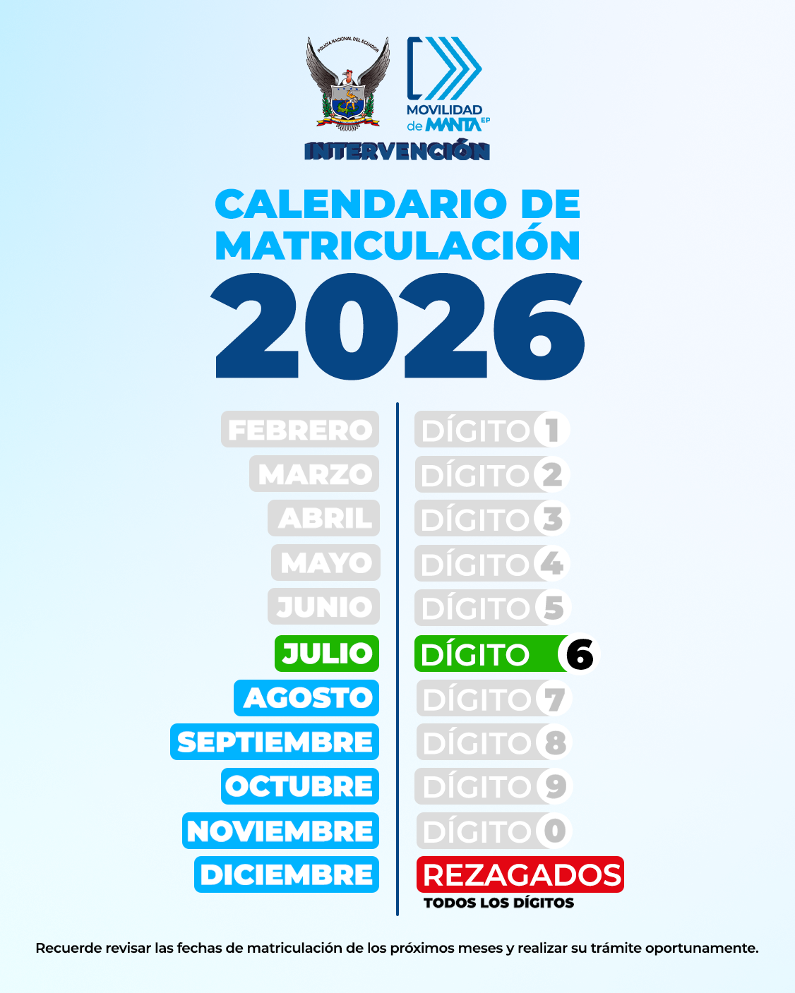 Calendario de matriculación 2026